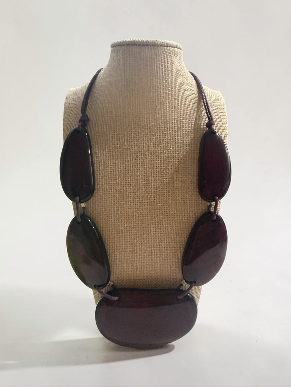 Statement Dark Plum Oval Pendant Necklace